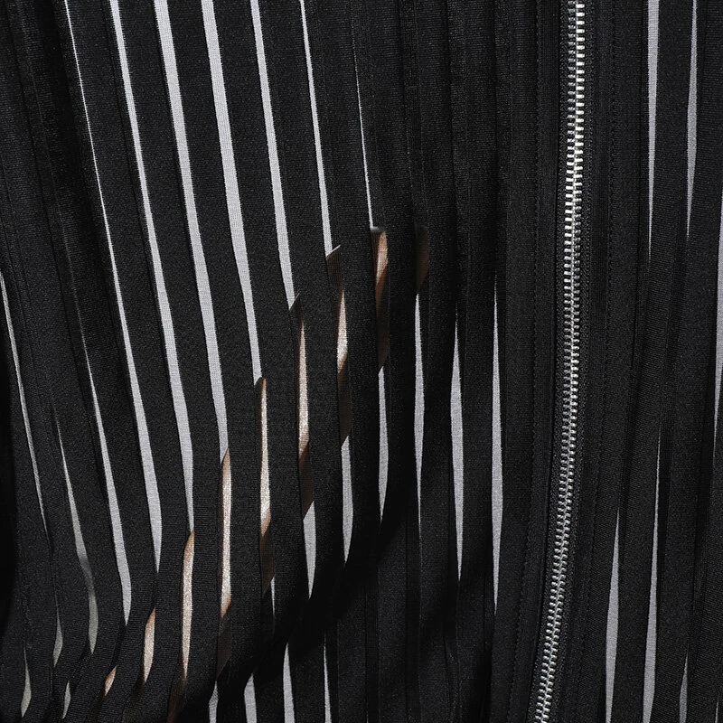 (image for) INCERUN Mens Striped See Through Lapel Collar Vest Comfortable Black Zipper Sleeveless Tank Top for Male